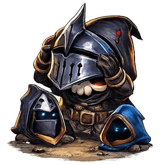 Hooded skeleton smith representing builds.