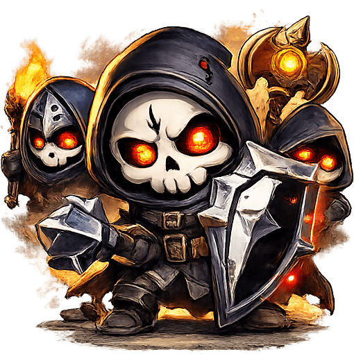 Hooded skeleton squad representing compositions.